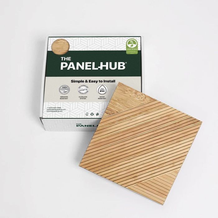 Light Brown Tangram Mosaic Solid Wood Wall Panel | GroovePanel®.