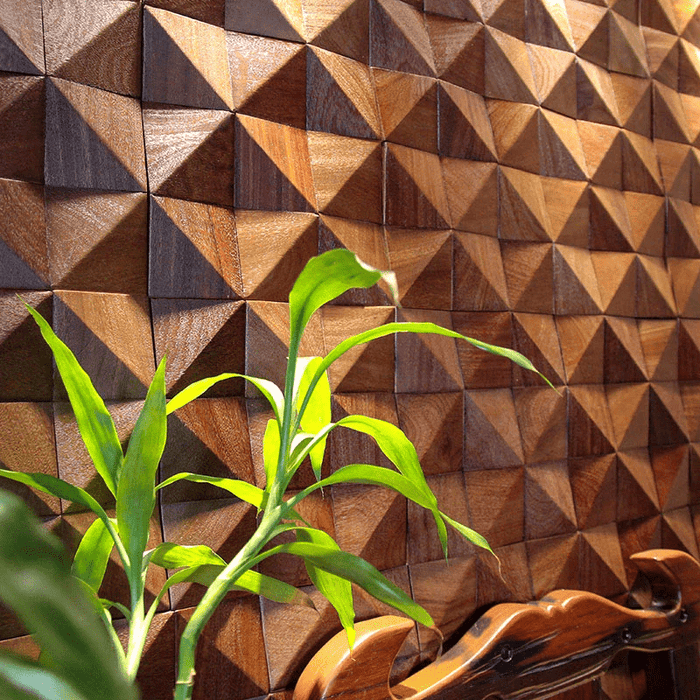 Walnut Triangle Mosaic Solid Wood Wall Panel | GroovePanel® - The Panel Hub
