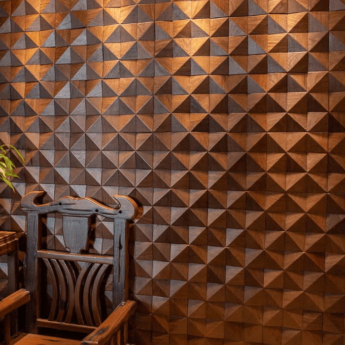 Walnut Triangle Mosaic Solid Wood Wall Panel | GroovePanel® - The Panel Hub