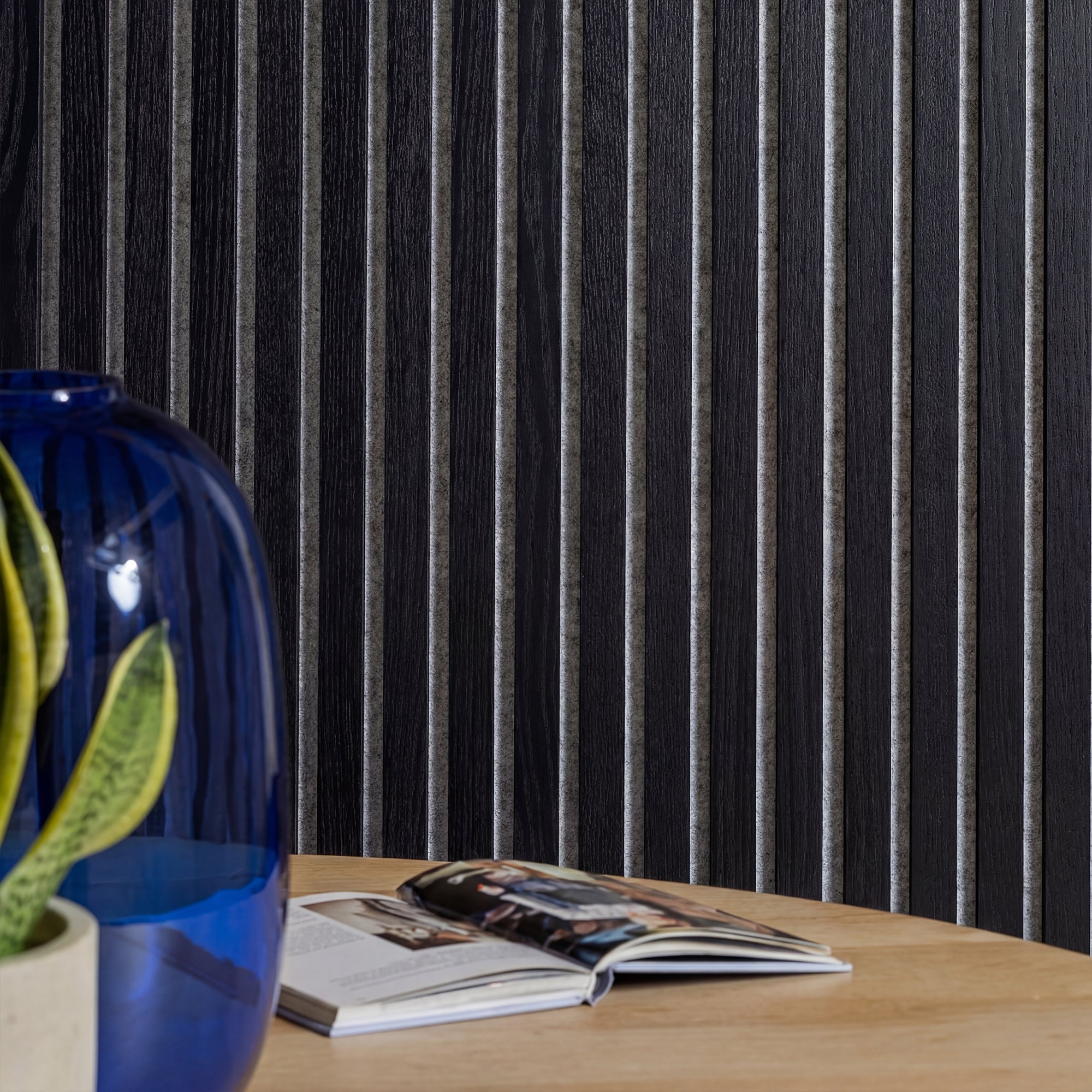 American Acoustic Slat White Felt Wood Wall Panels - Oak - View 29